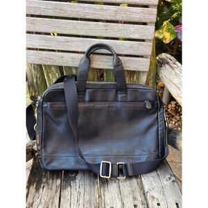 Authentic Coach Black Leather Surplus Commuter Laptop Briefcase Bag F71701